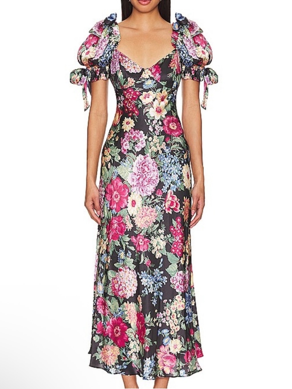 Selkie Floral Maxi Dress with Puff Sleeves